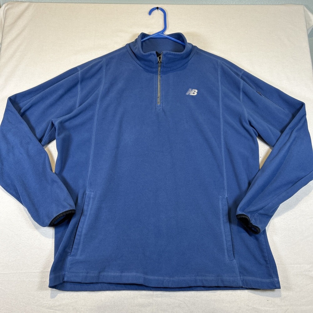 New Balance NB Dry Fleece 1/4 Zip Pullover Men Large Blue Running Activewear L